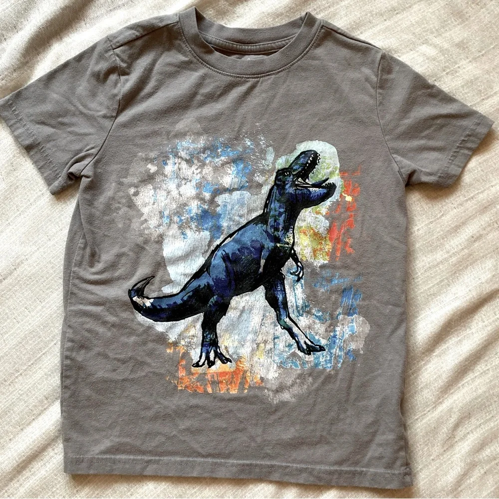 Cat & Jack Dinosaur Graphic T-Shirt Gray Blue Kids Size 6/7